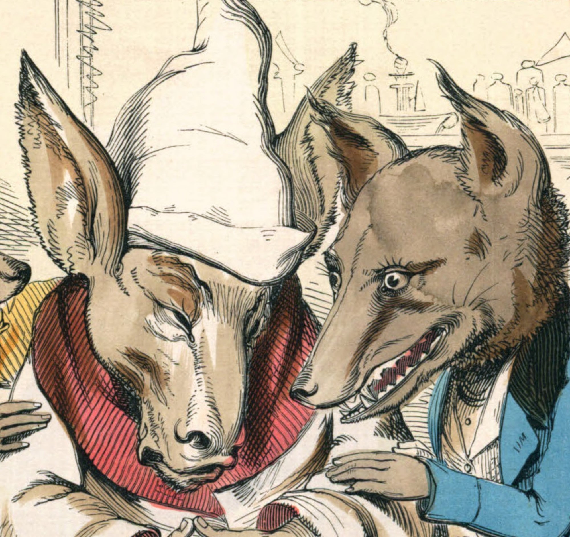 The Wolves And The Sick Ass, Human Nature Illustration, Charles H Bennett