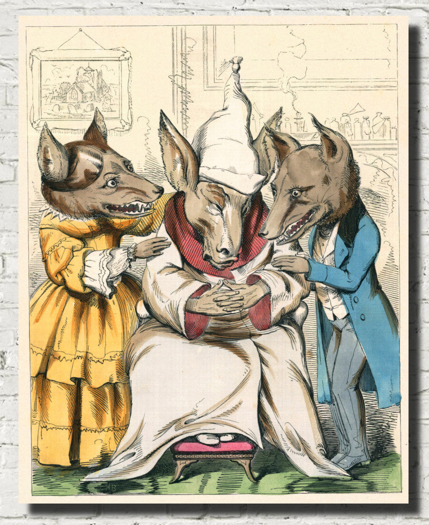 The Wolves And The Sick Ass, Human Nature Illustration, Charles H Bennett