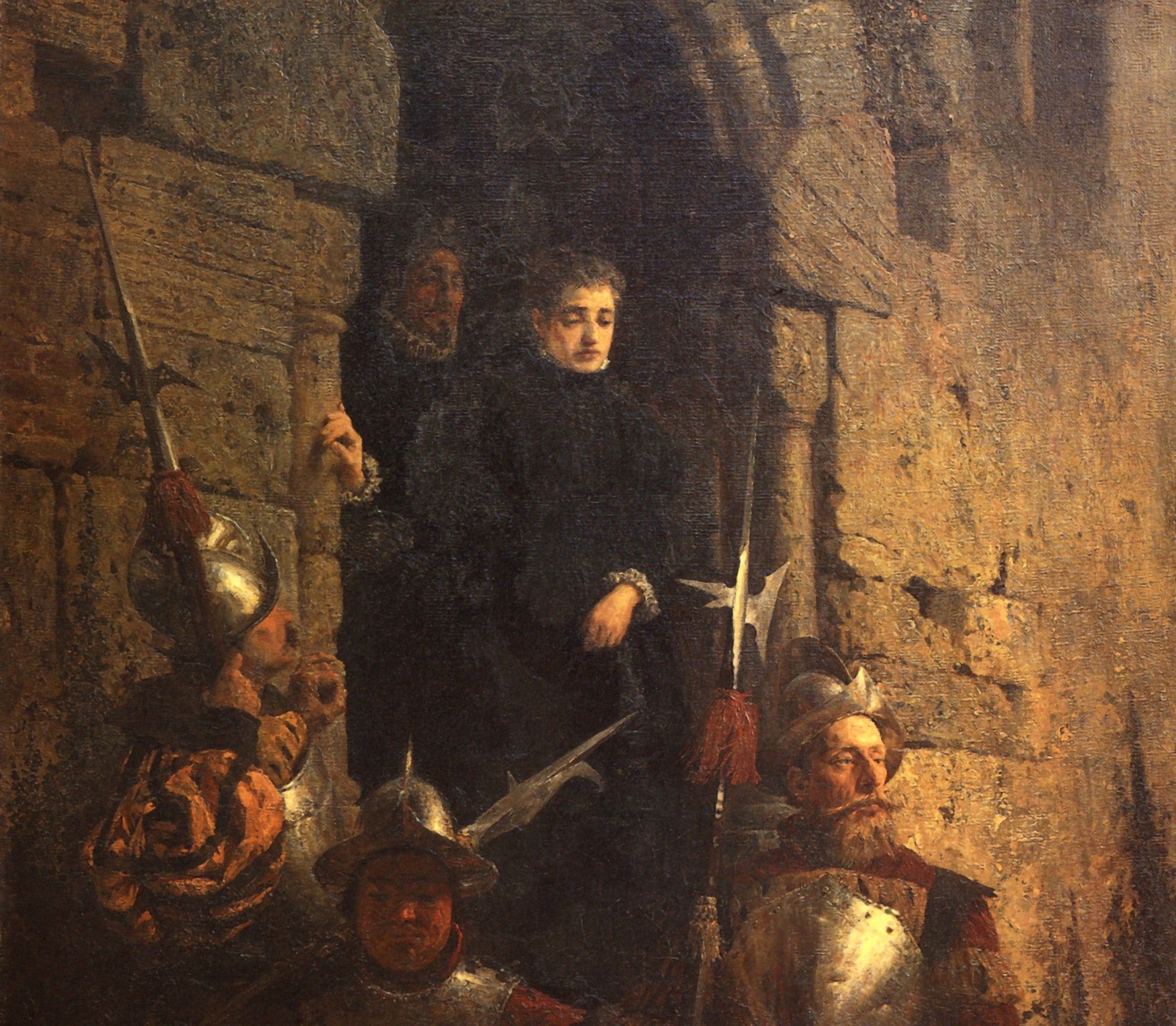 Vasily Polenov Fine Art Print, The arrest of the Huguenot Jacobin de Montebel, Countess d'Etremont