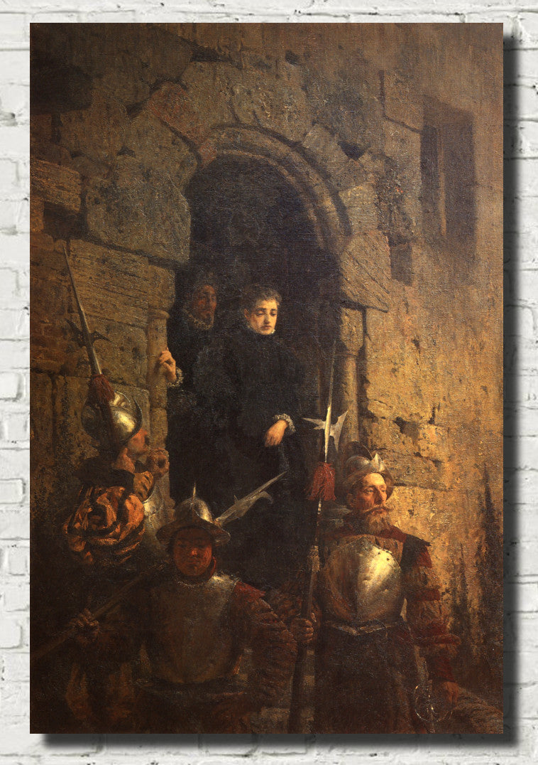 Vasily Polenov Fine Art Print, The arrest of the Huguenot Jacobin de Montebel, Countess d'Etremont