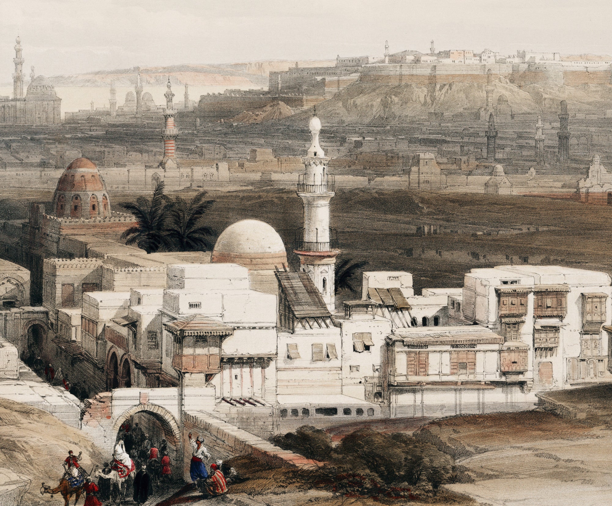 The gate of Citzenib looking towards the desert of Suez Cairo, David Roberts Fine Art Print