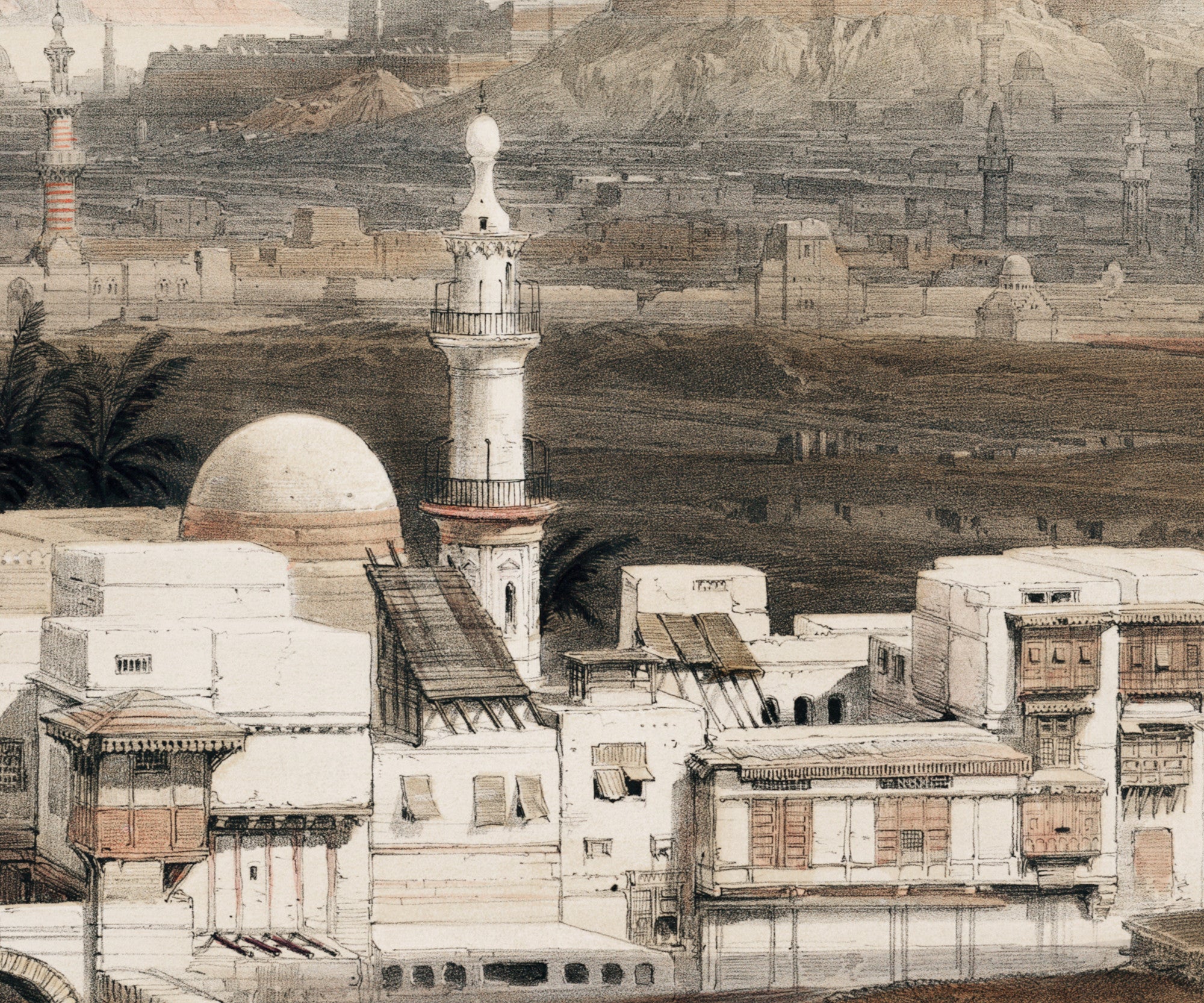 The gate of Citzenib looking towards the desert of Suez Cairo, David Roberts Fine Art Print