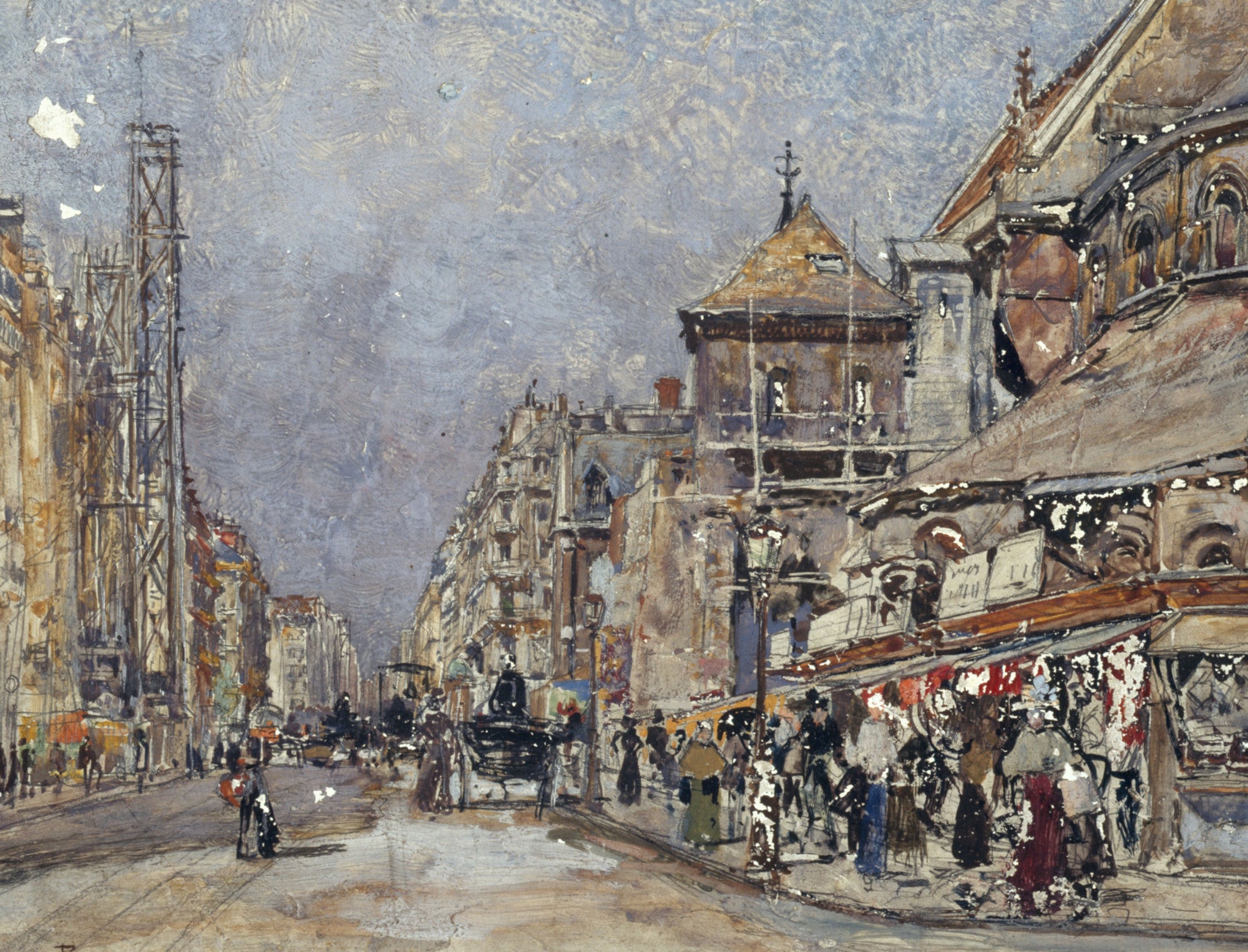 Frederic Anatole Houbron Fine Art Print, The rue Réaumur and the apse of the Saint-Martin-des-Champs church
