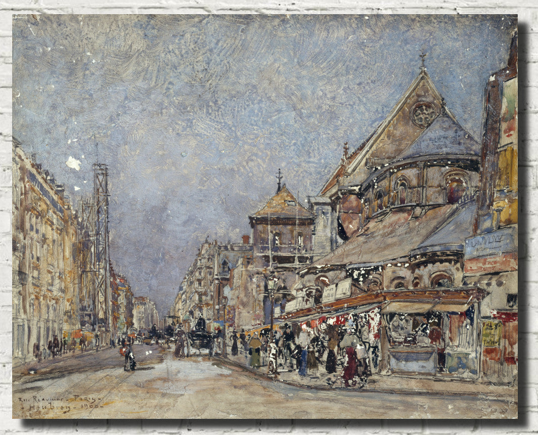 Frederic Anatole Houbron Fine Art Print, The rue Réaumur and the apse of the Saint-Martin-des-Champs church