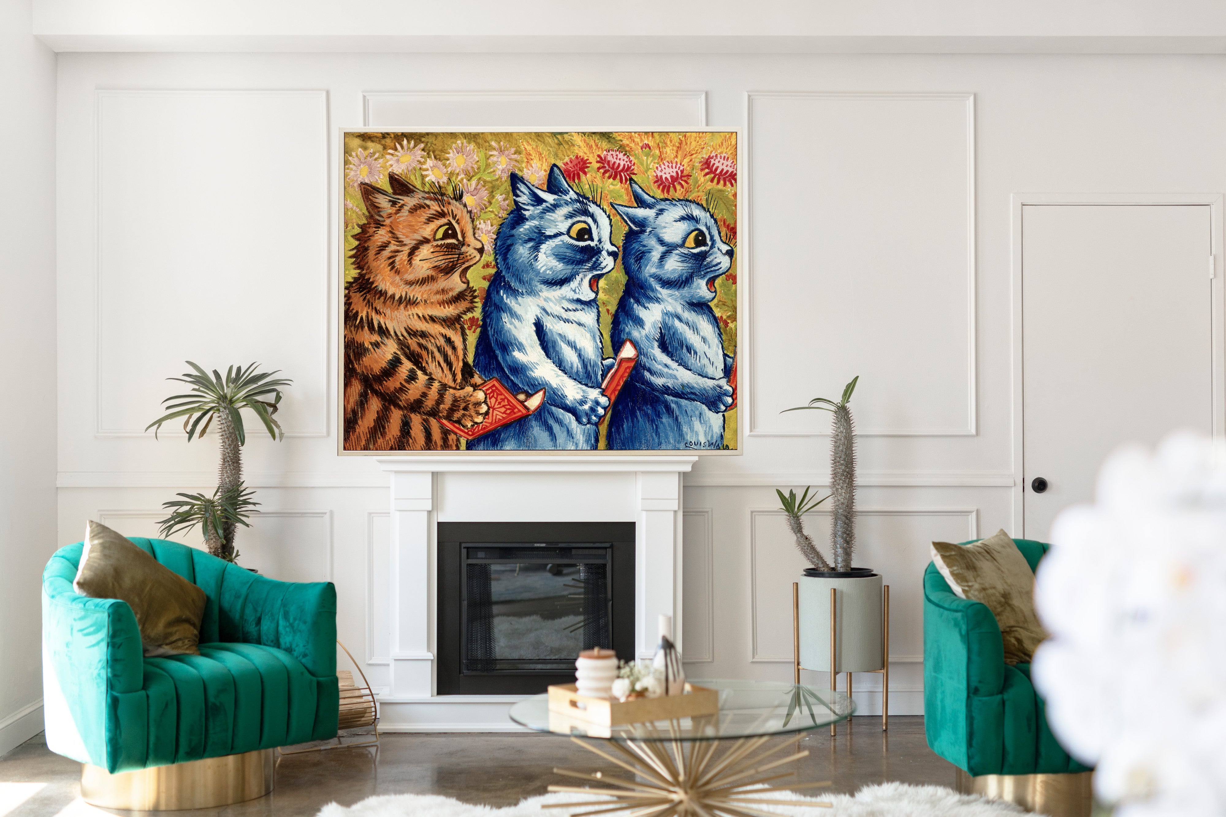 Three Cats Singing, Louis Wain Fine Art Print