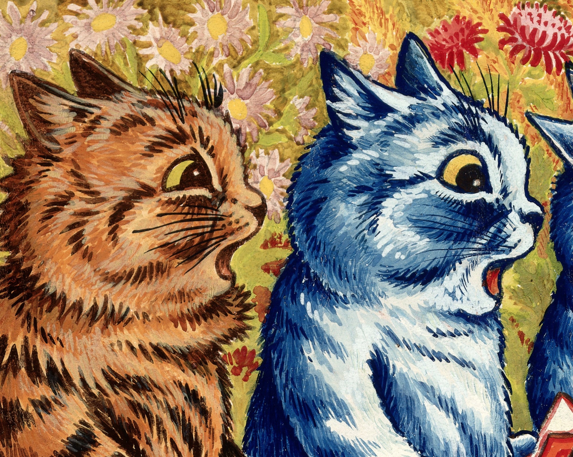 Three Cats Singing, Louis Wain Fine Art Print