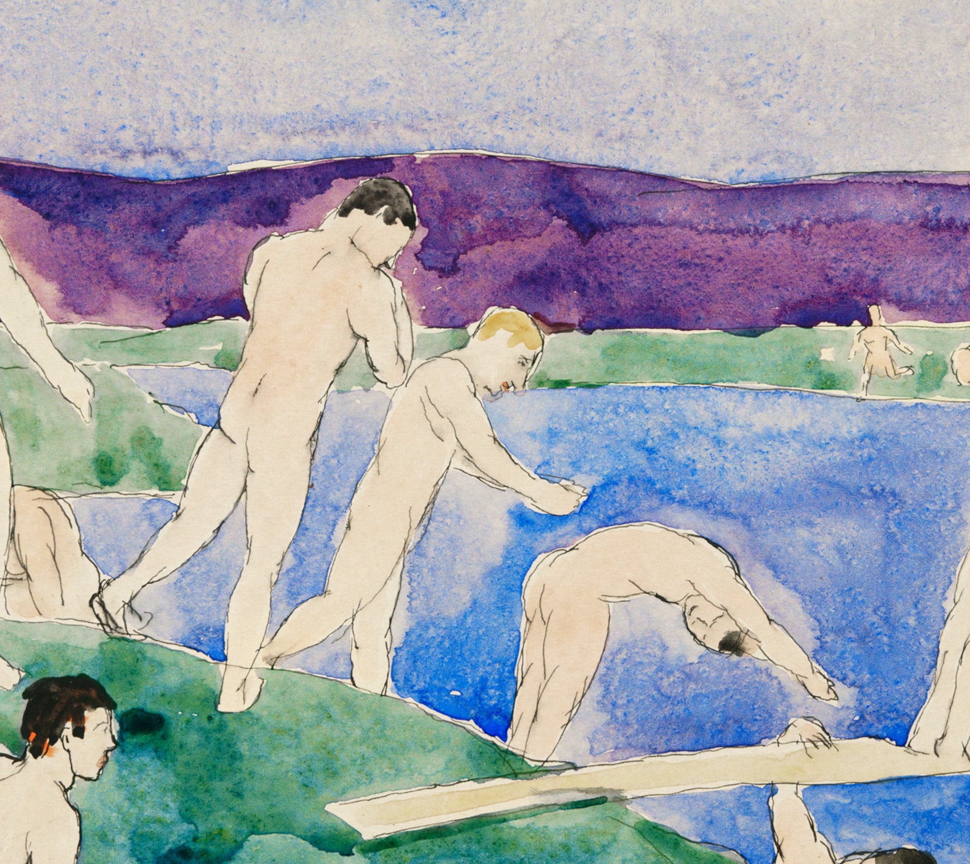 Charles Demuth Fine Art Print, 12 Nude Boys at the Beach