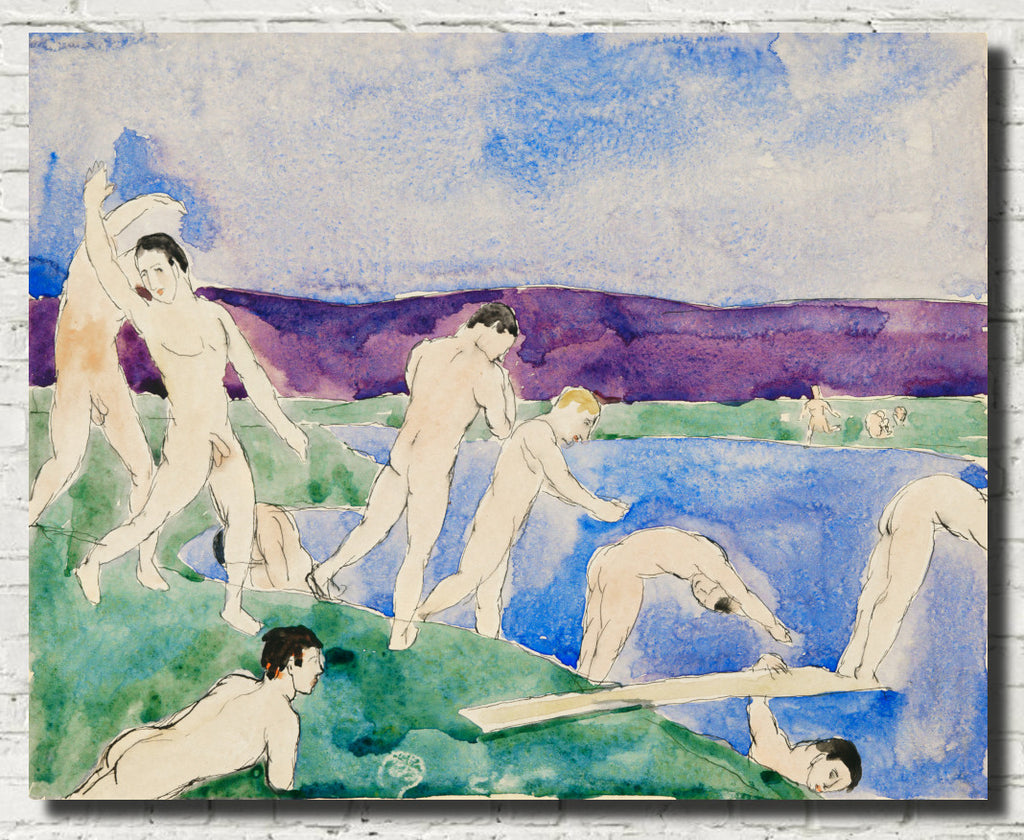 Charles Demuth Fine Art Print, 12 Nude Boys at the Beach