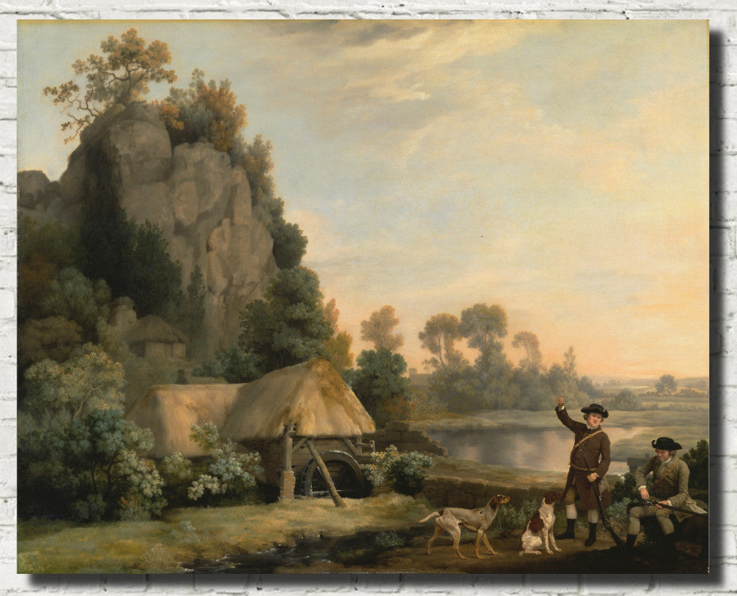 George Stubbs Fine Art Print, Two Gentlemen Going a Shooting, with a View of Creswell Crags