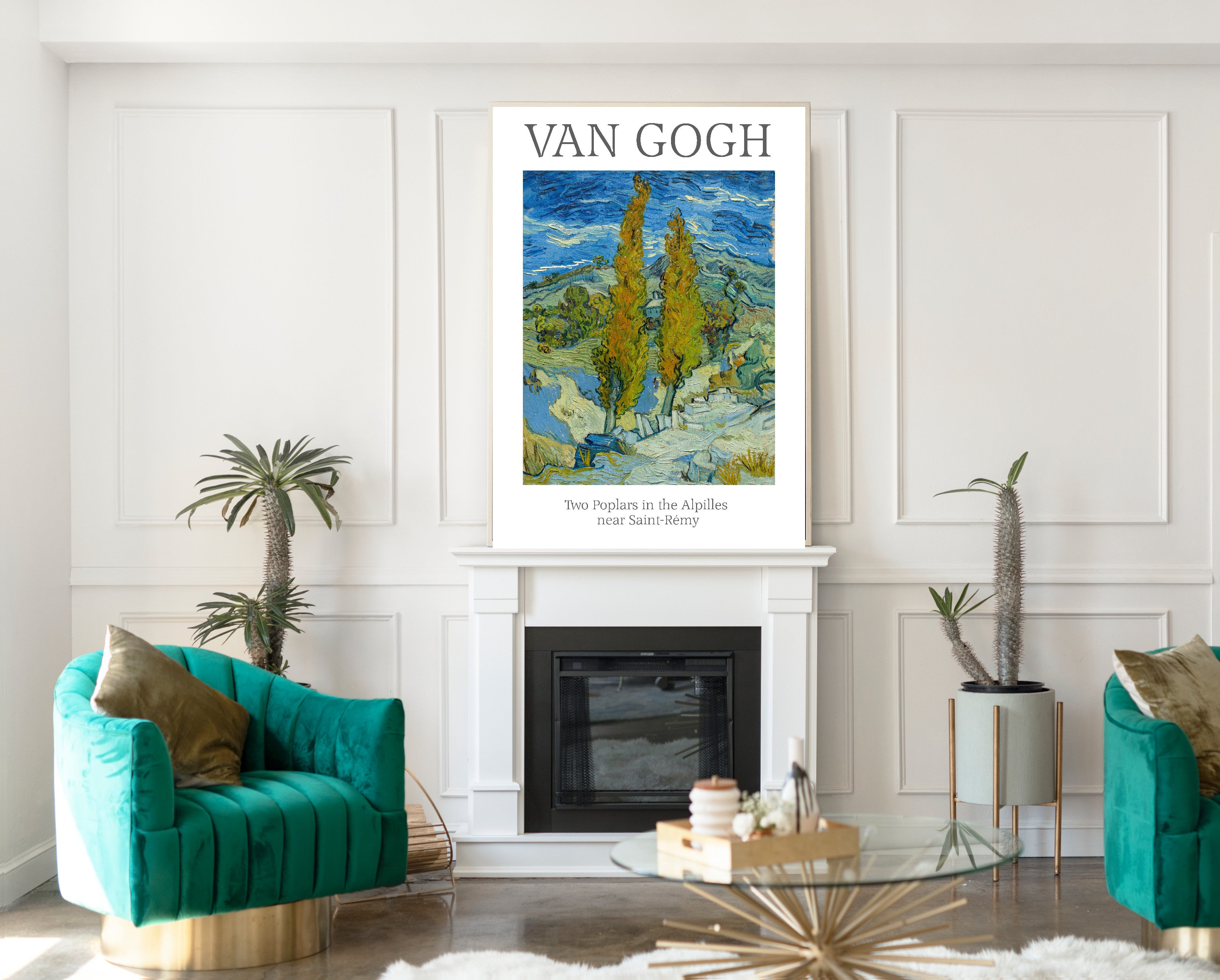 Vincent Van Gogh Exhibition Poster, Two Poplars in the Alpilles near Saint-Rémy