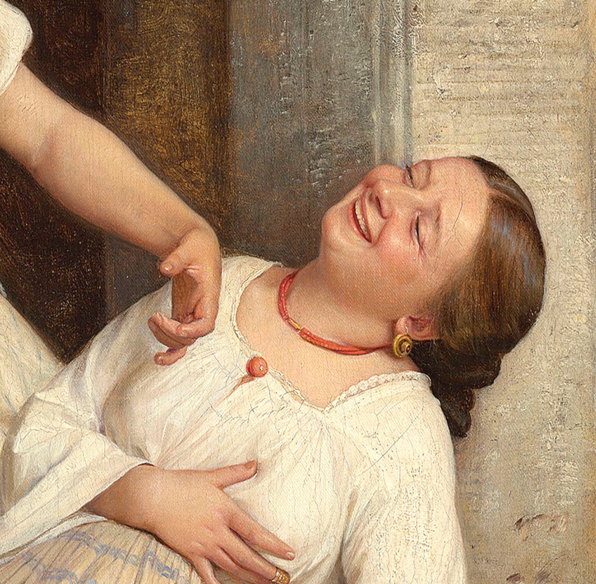 Carl Bloch Fine Art Print, Two Smiling Girls