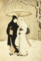Suzuki Harunobu, Japanese Art Print : Two Lovers Beneath Umbrella in Snow