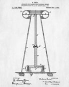 Nikola Tesla Blueprint Vintage Patent Print Design Electrical Poster