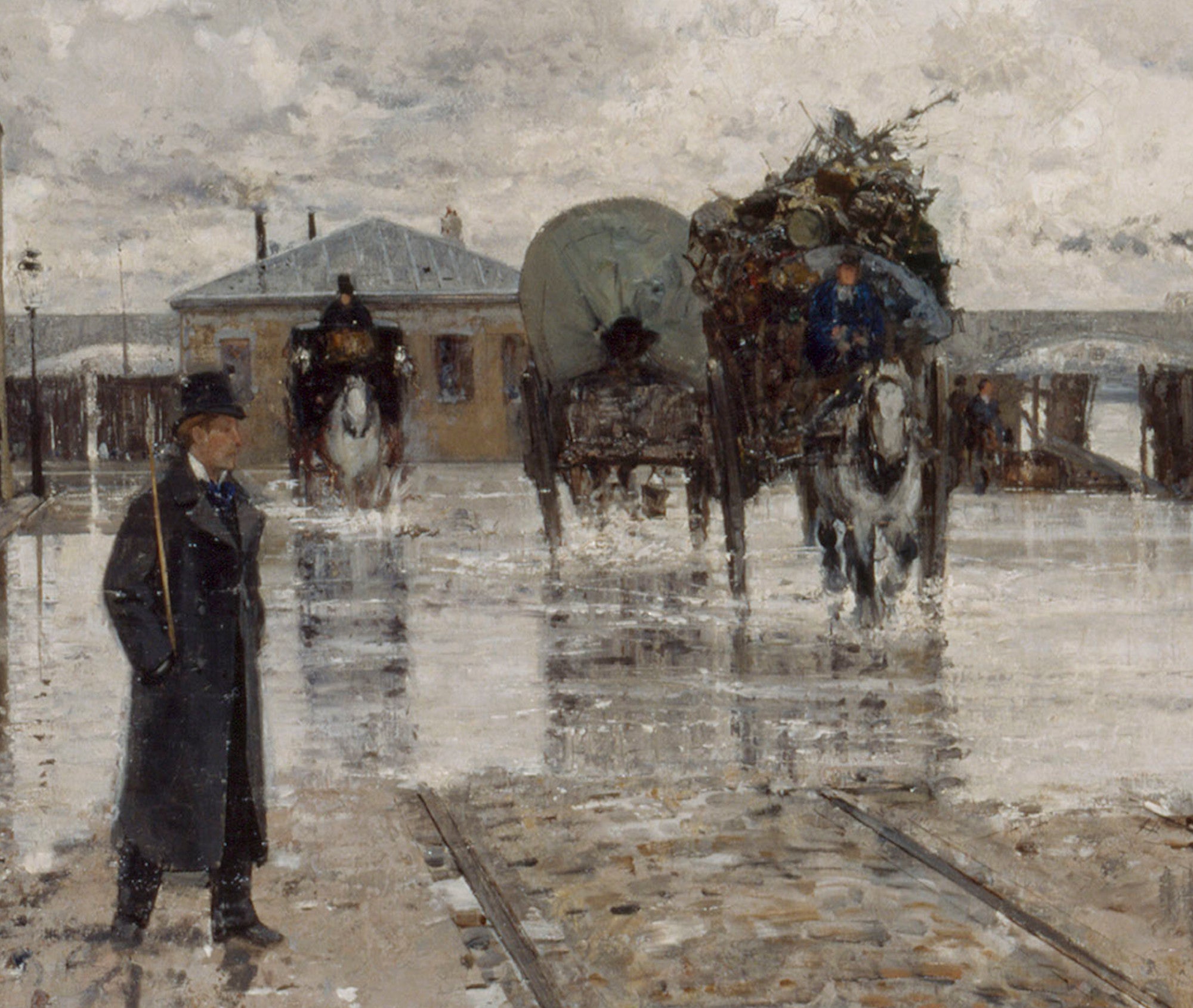 Luigi Loir Fine Art Print, A corner of Bercy, Paris during the flood