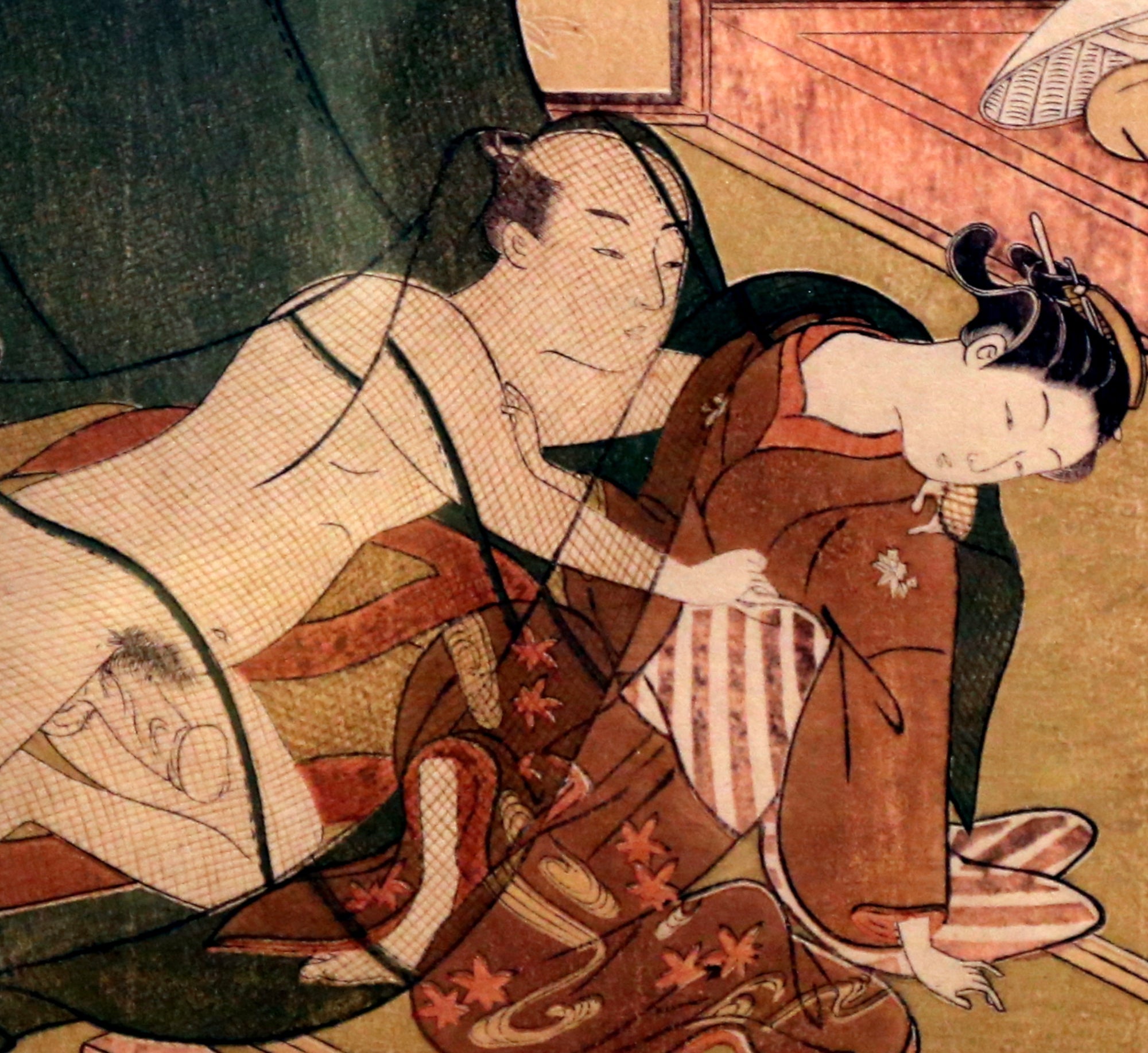 Suzuki Harunobu, Japanese Shunga Art Print : Under the Mosquito Net
