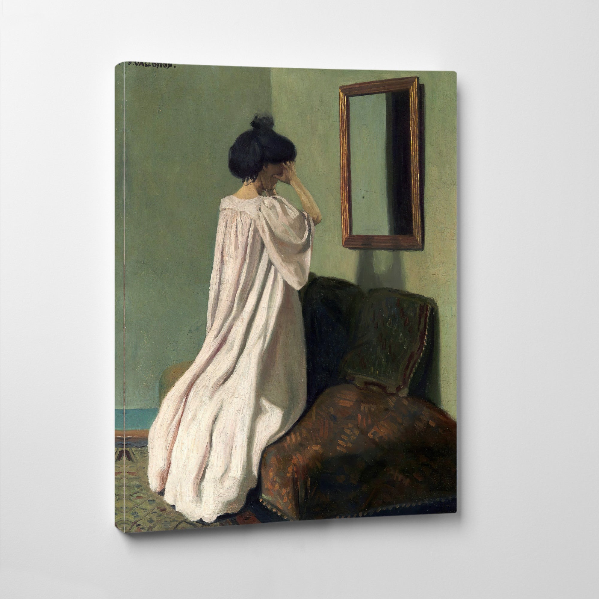 Kneeling in front of a mirror on the divan of the studio in the rue des Belles-feuilles, Félix Vallotton