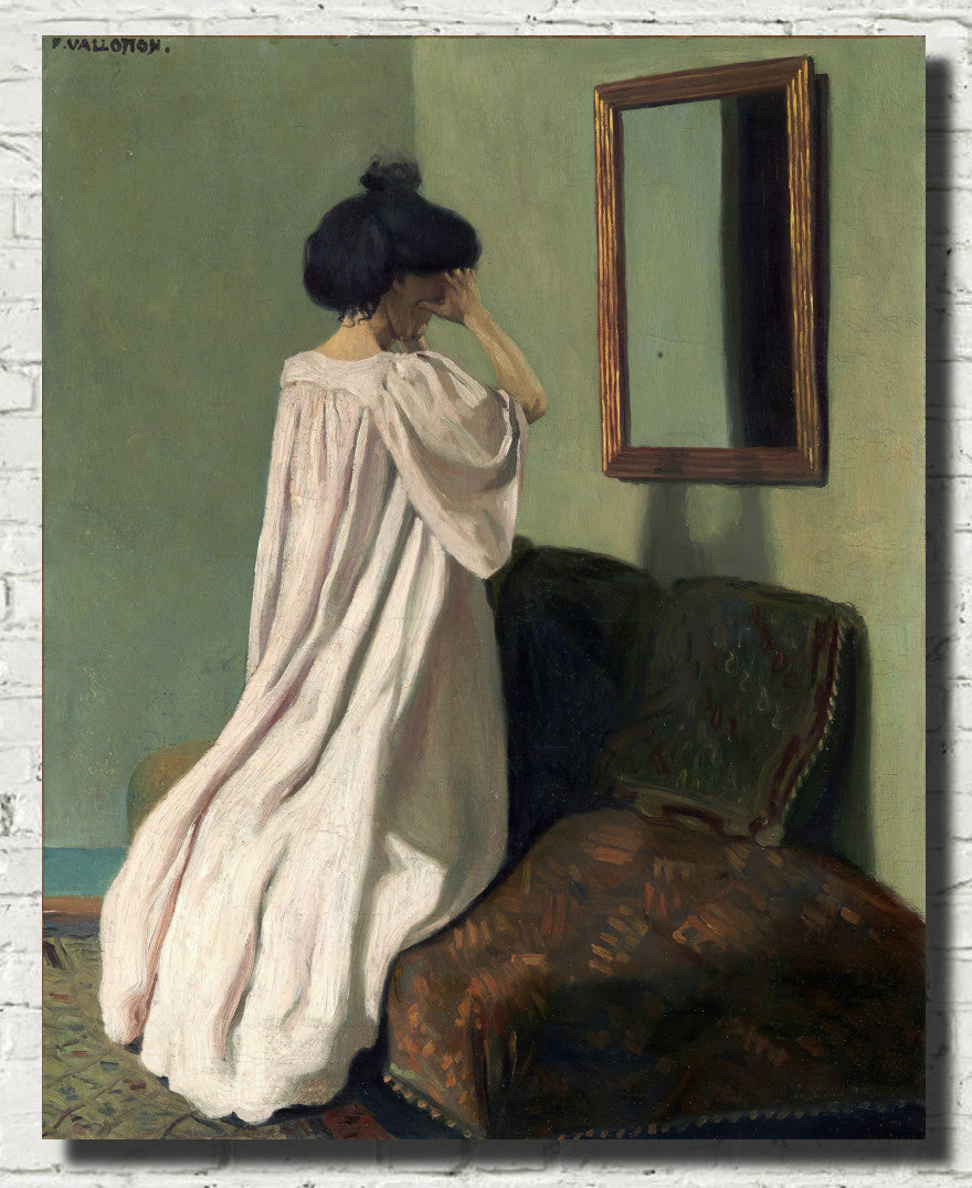 Kneeling in front of a mirror on the divan of the studio in the rue des Belles-feuilles, Félix Vallotton