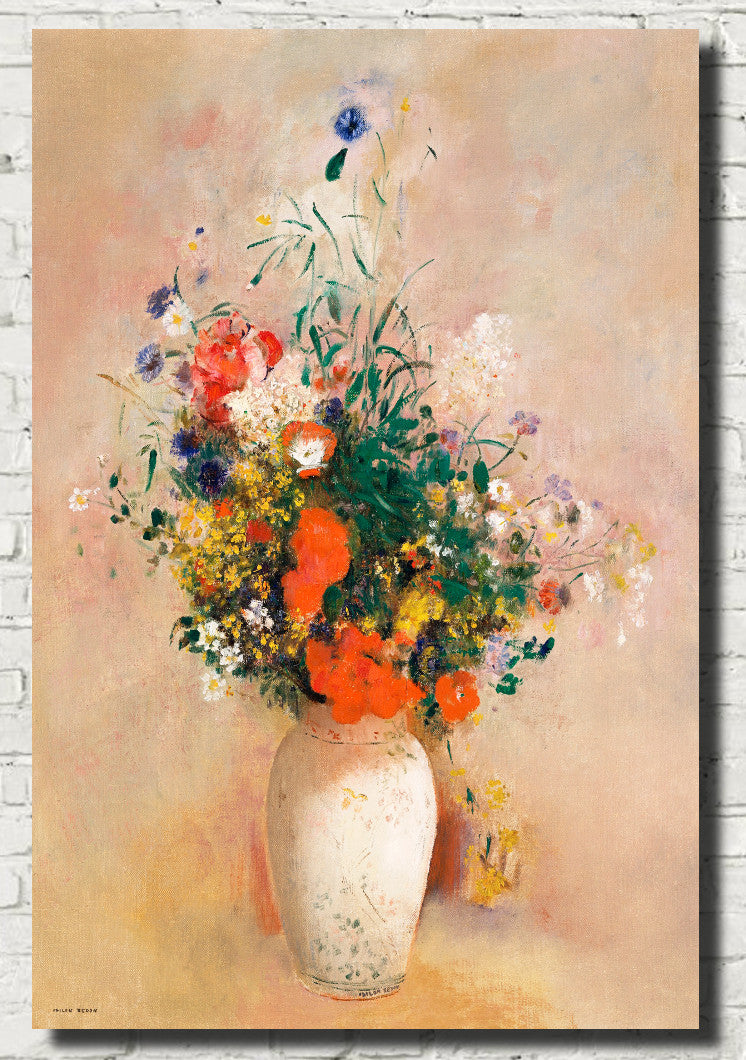 Vase of Pink Flowers, Odilon Redon Fine Art Print