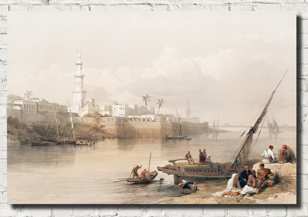 View on the Nile ferry to Giza, David Roberts Fine Art Print