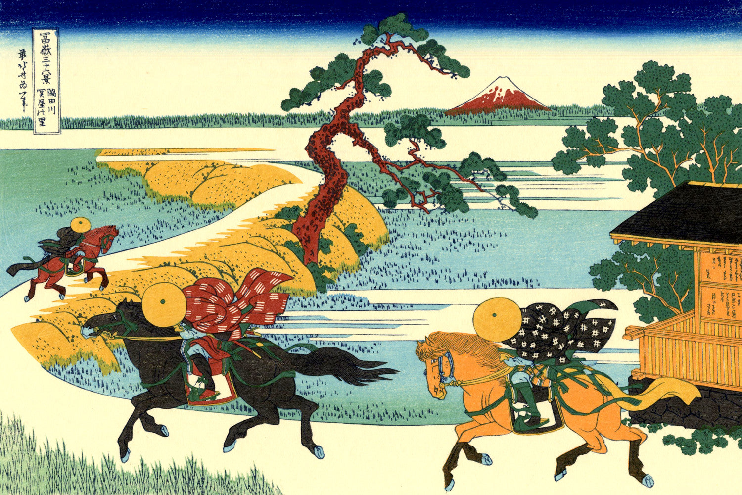 36 Views of Mount Fuji, Barrier Town on the Sumida River, Katsushika Hokusai, Japanese Print