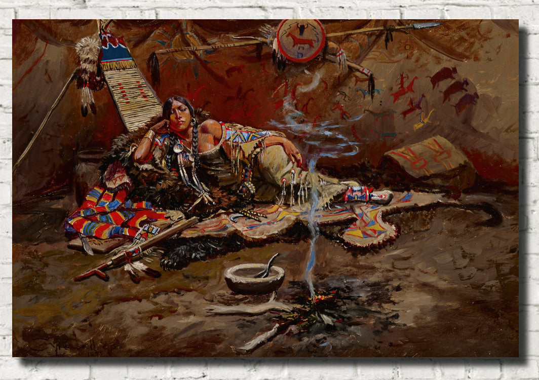 Waiting and Mad, Charles Marion Russell, Western American Fine Art Print