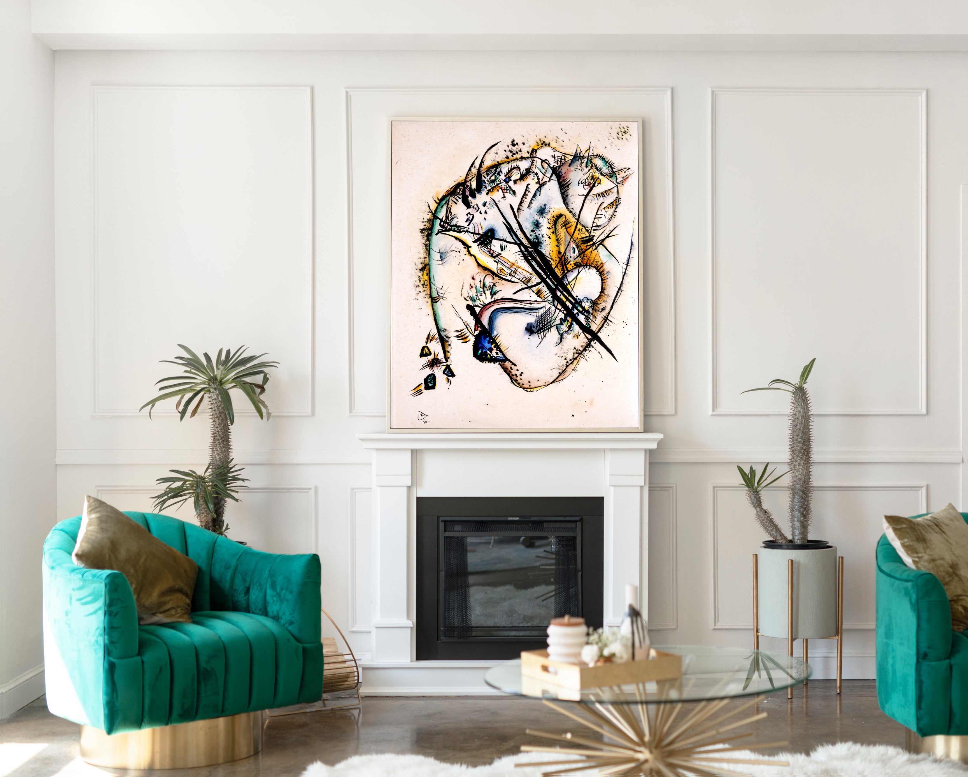 Watercolour with Seven Strokes, Wassily Kandinsky Abstract Fine Art Print