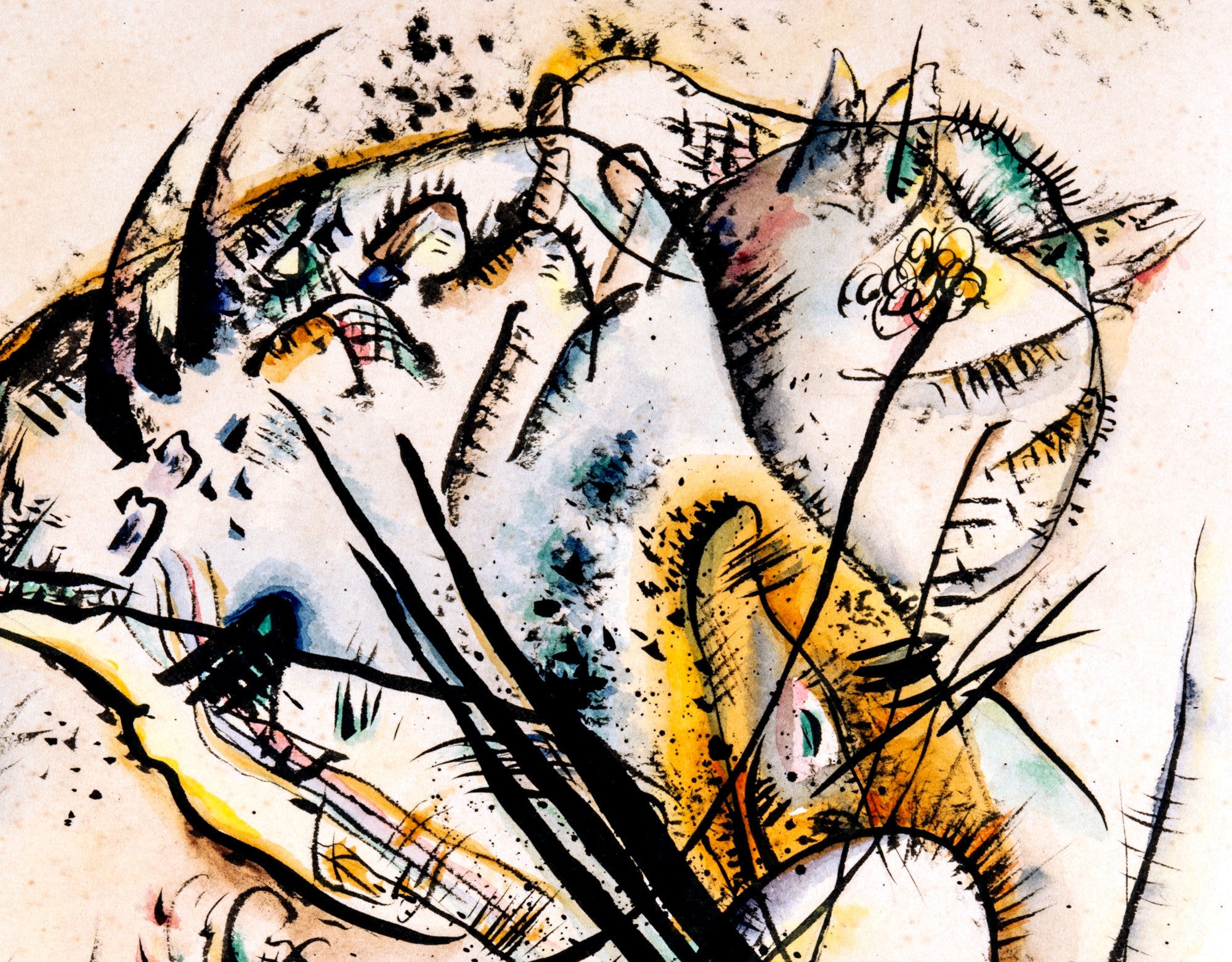 Watercolour with Seven Strokes, Wassily Kandinsky Abstract Fine Art Print
