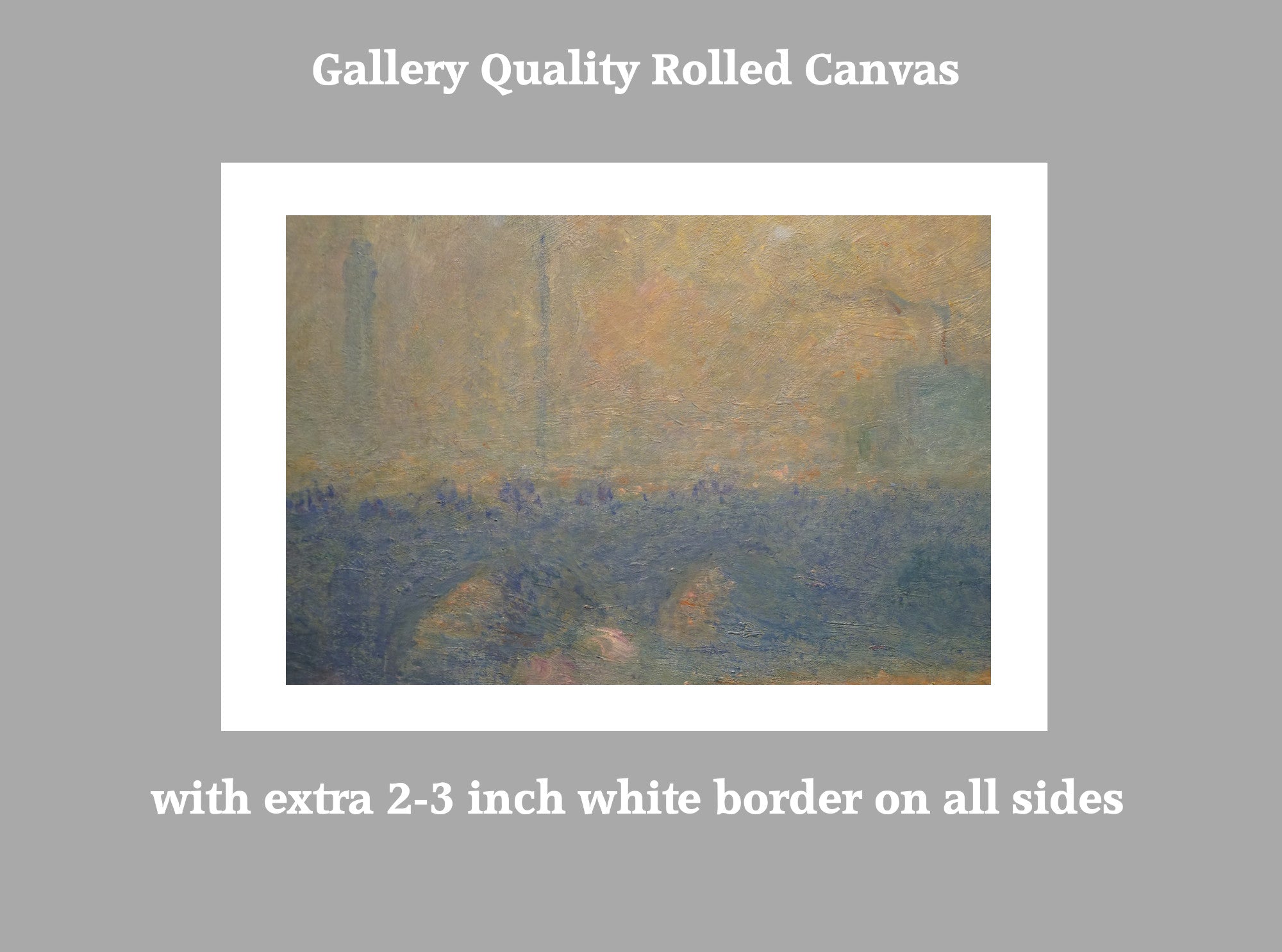 Waterloo Bridge, Sunlight Effect with Smoke, Claude Monet, Gallery Quality Canvas Reproduction
