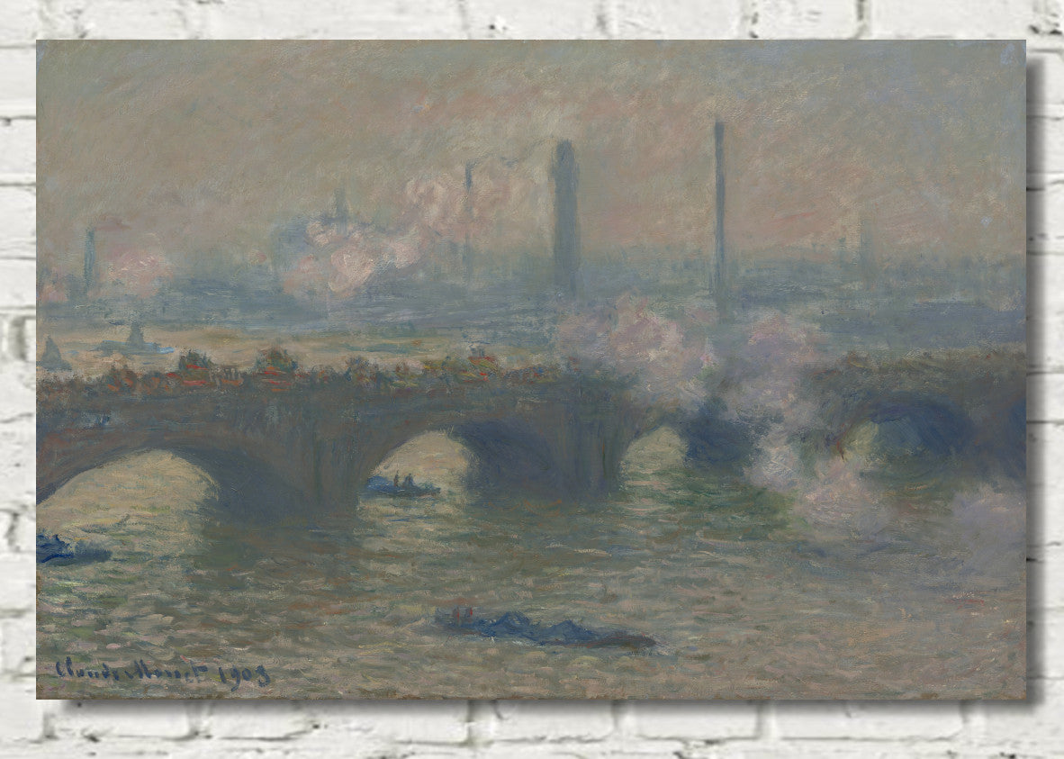 Waterloo Bridge, Grey Day, Claude Monet, Gallery Quality Canvas Reproduction