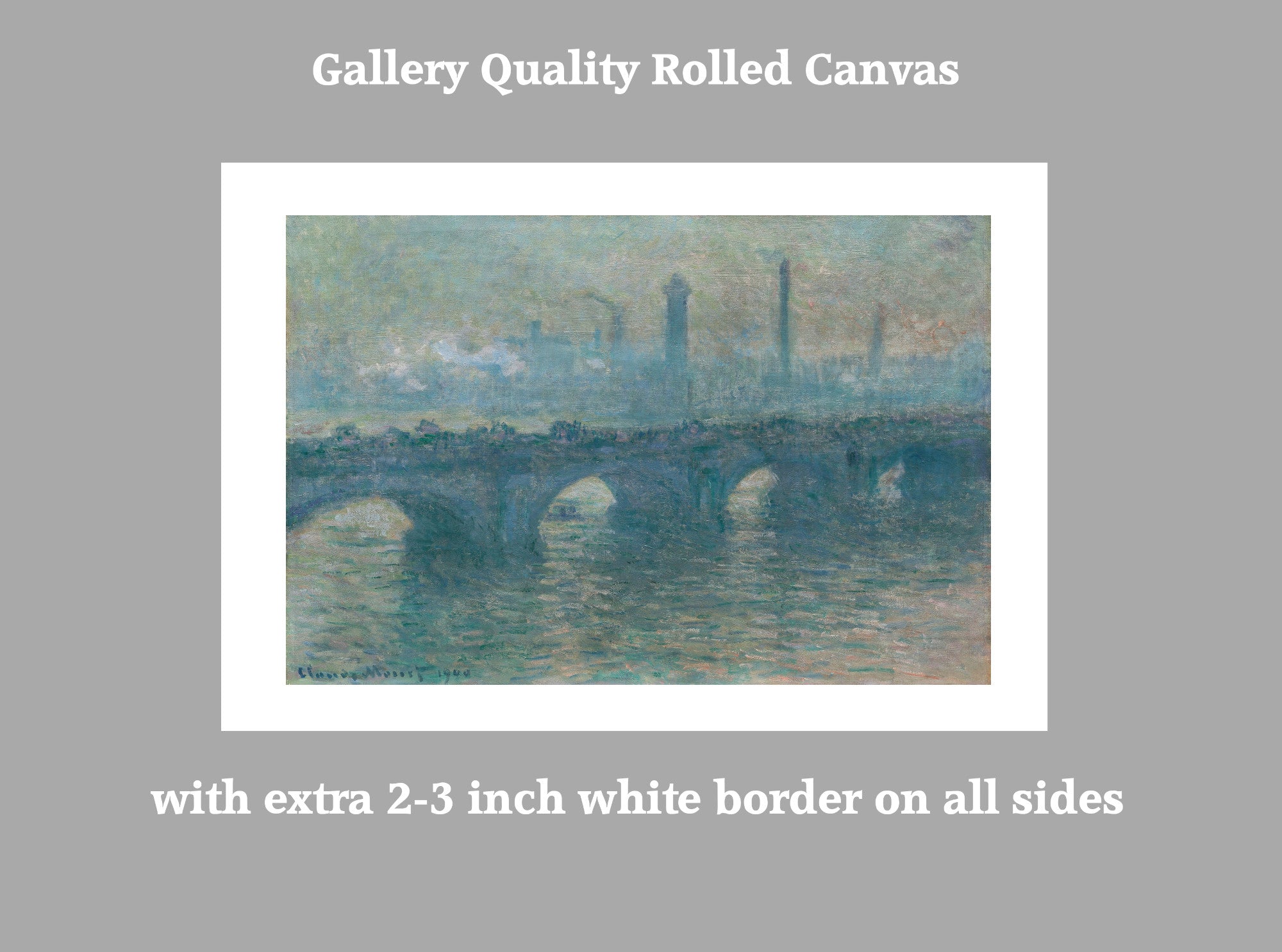 Waterloo Bridge, Claude Monet, Gallery Quality Canvas Reproduction