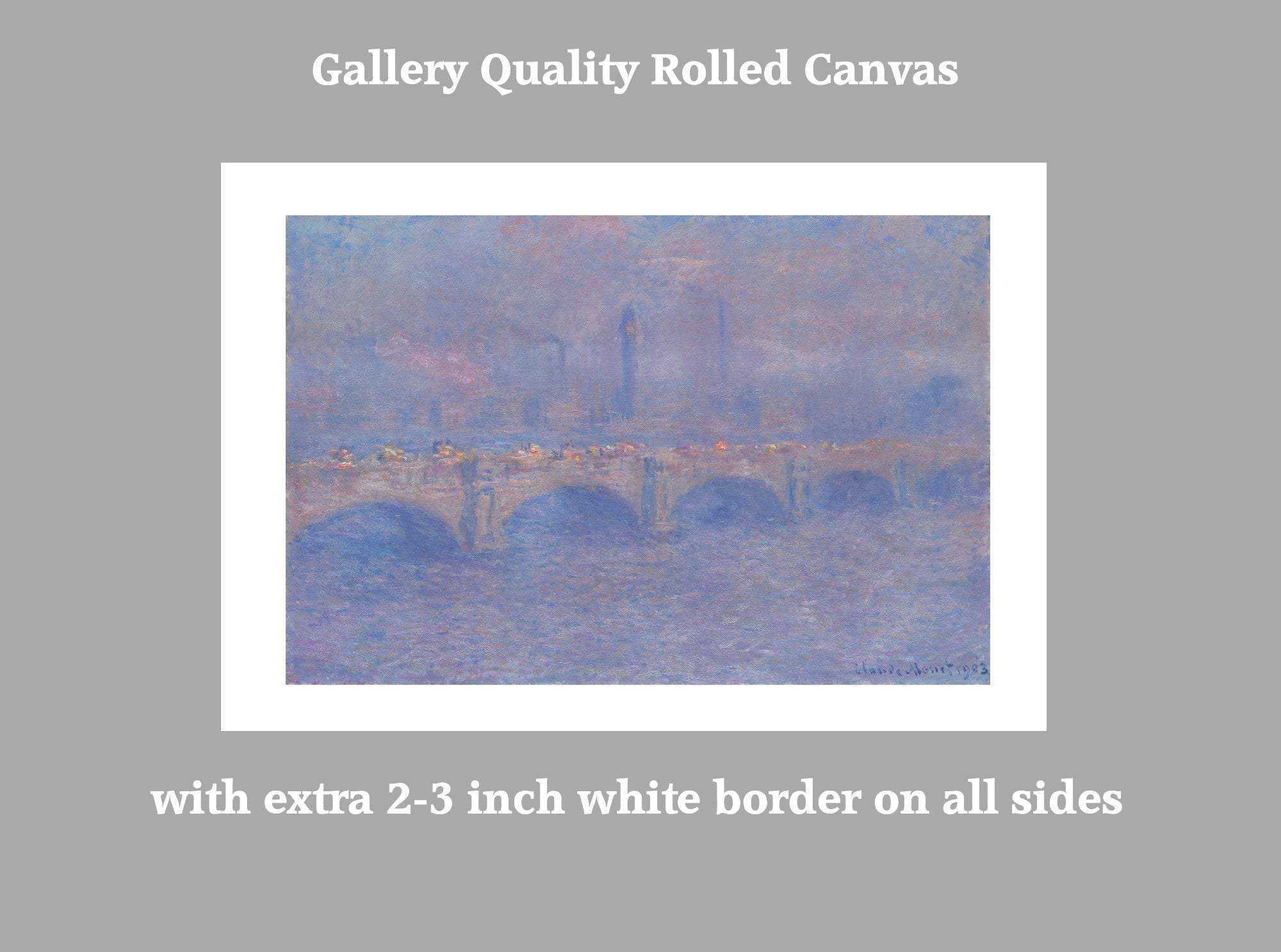 Waterloo Bridge, Sunlight Effect, Claude Monet, Gallery Quality Canvas Reproduction