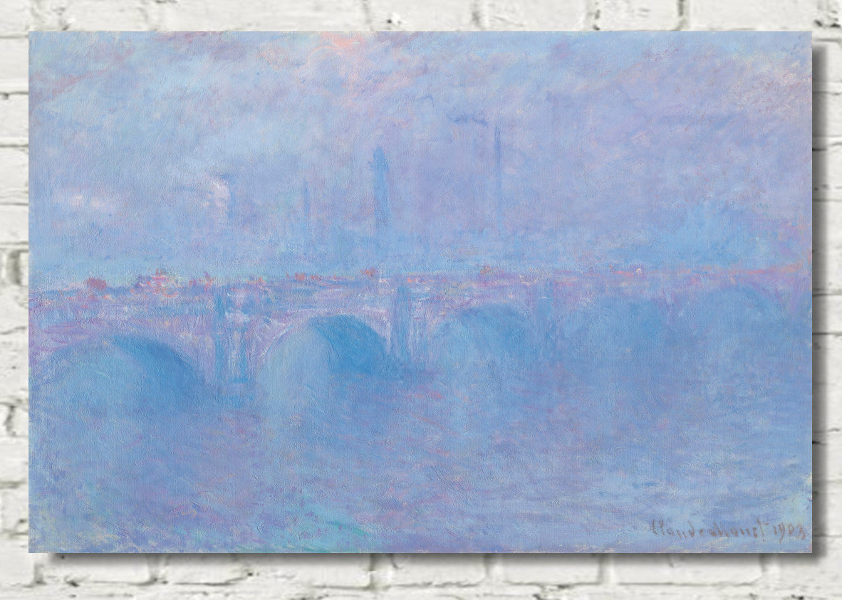 Waterloo Bridge, Fog Effect, Claude Monet, Gallery Quality Canvas Reproduction