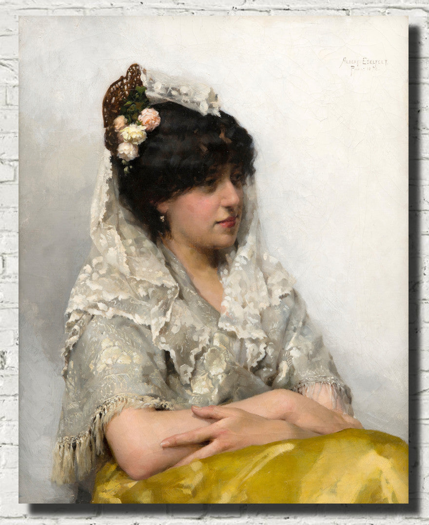 Albert Edefelt Fine Art print, White Mantilla (La Señorita)