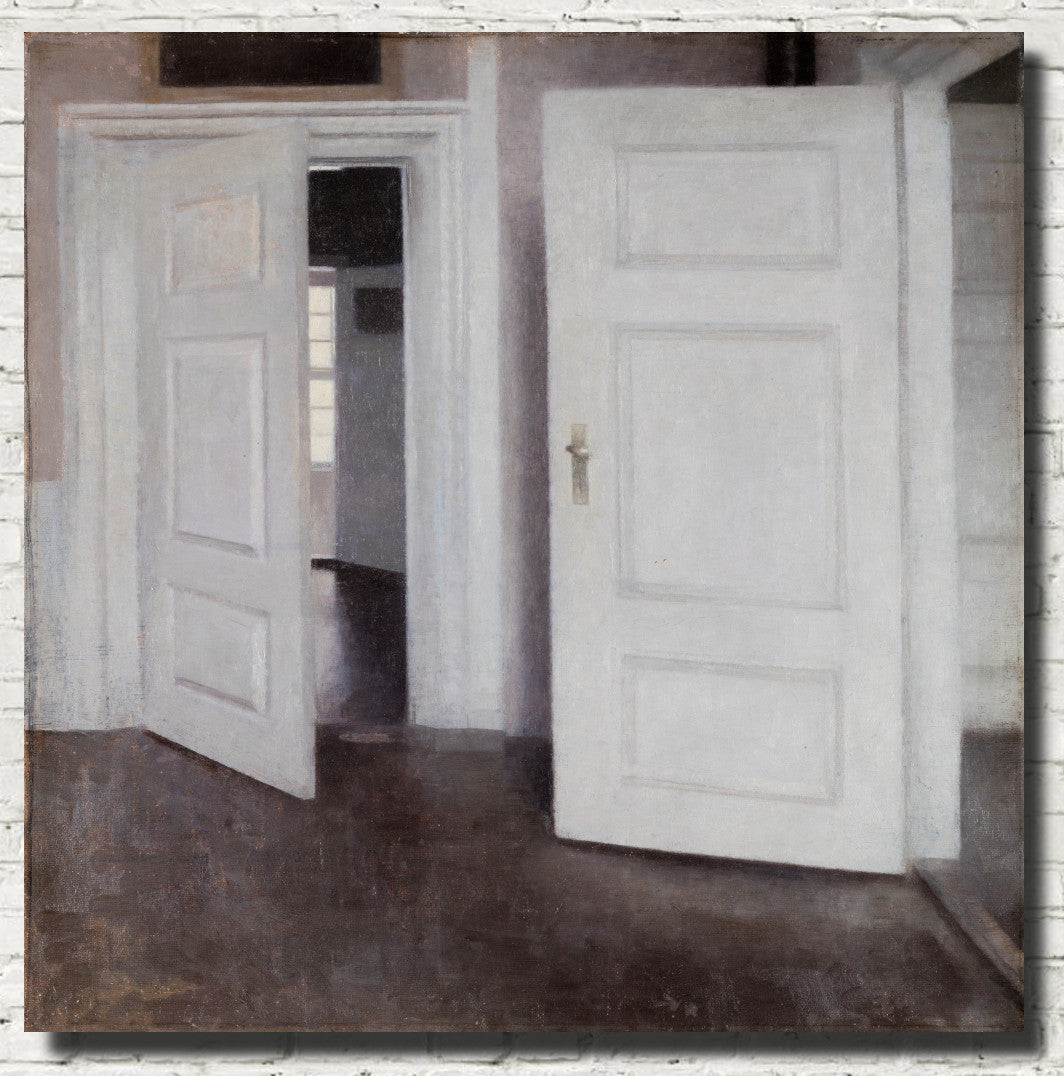 Wilhelm Hammershoi Fine Art Print, White doors, Strandgade 30