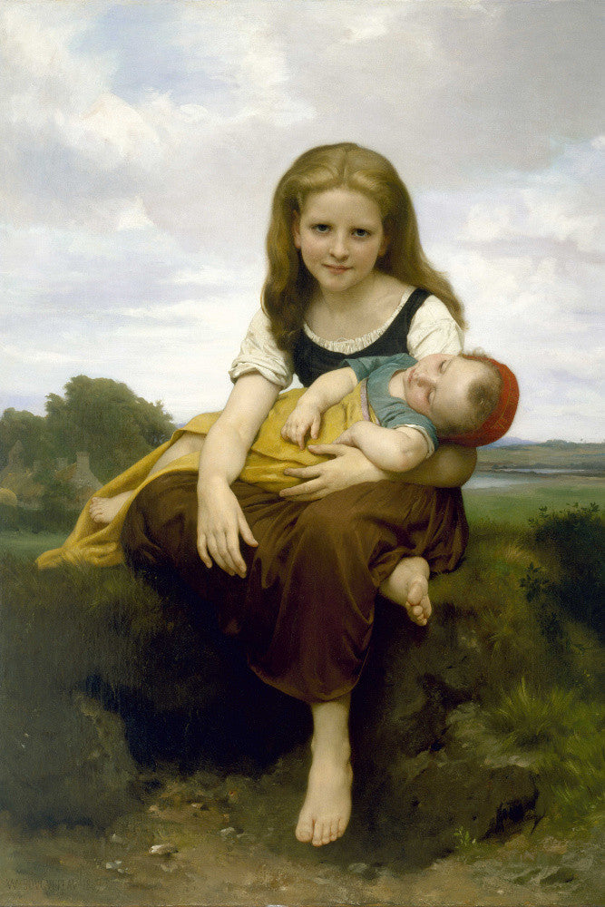 William-Adolphe Bouguereau, Old Masters Figure Print : Elder Sister