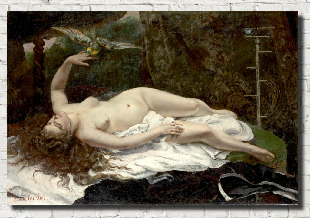 Woman With a Parrot, Gustave Courbet Fine Art Print