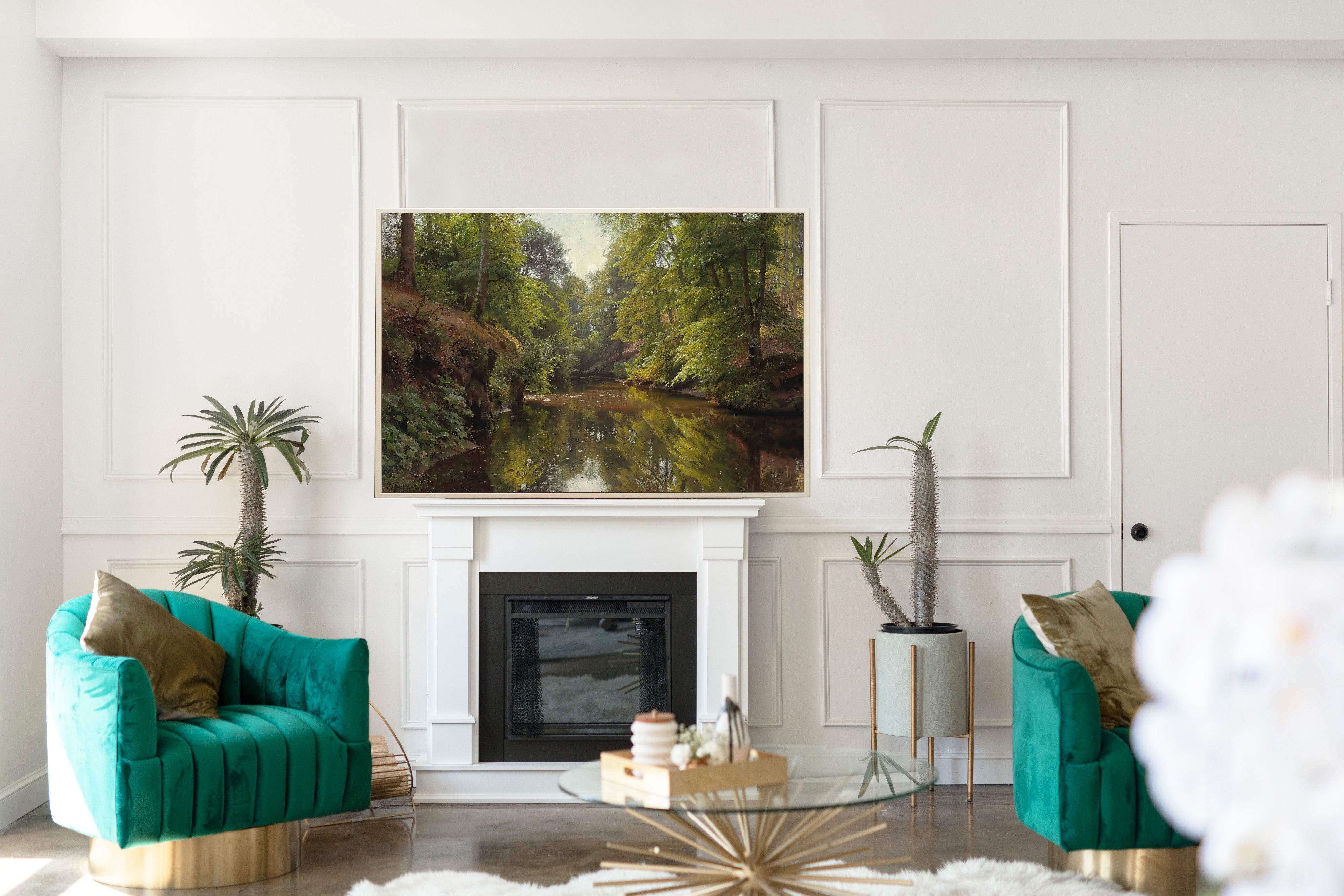 Wooded River Landscape, Peder Mørk Mønsted Fine Art Print