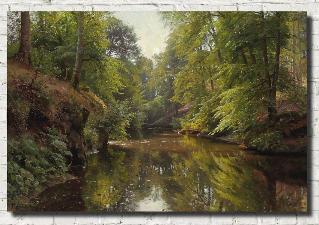 Wooded River Landscape, Peder Mørk Mønsted Fine Art Print