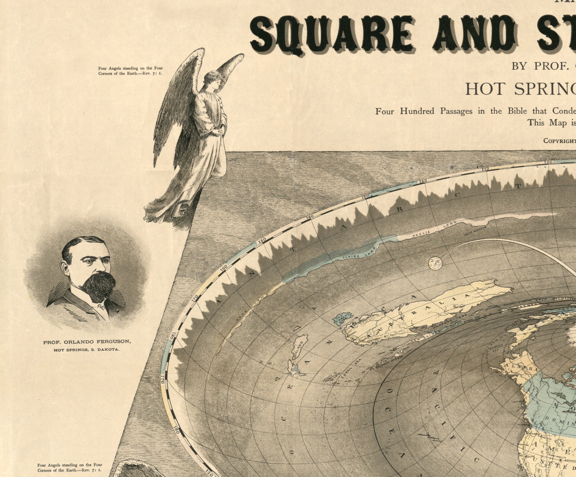 Square Stationary Earth Vintage Map Reprint