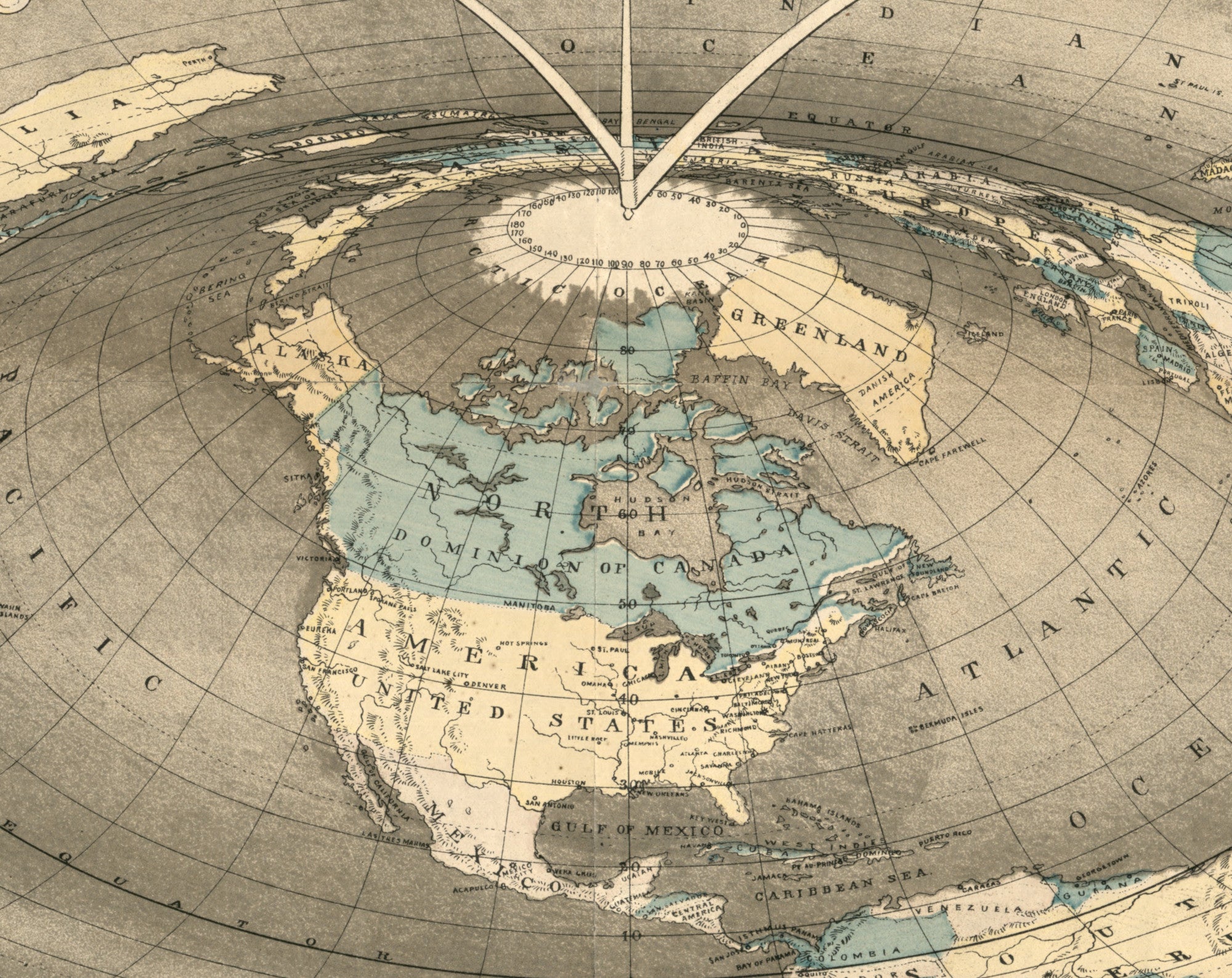 Square Stationary Earth Vintage Map Reprint