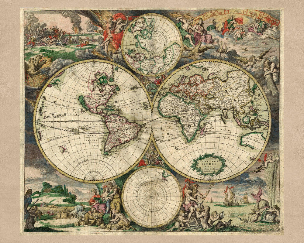 World Map Print Vintage Poster Old Map as Art - OnTrendAndFab