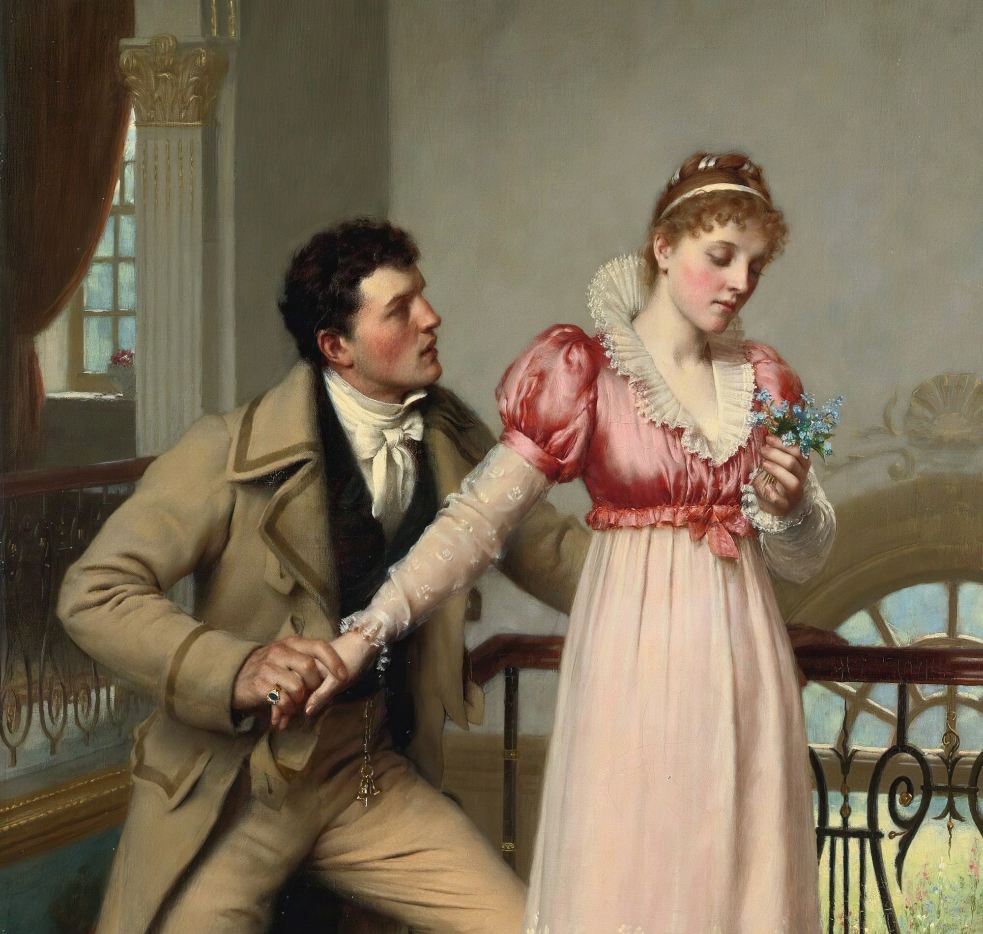 Yes or No, Historical Genre Scene, Edmund Blair Leighton Fine Art Print