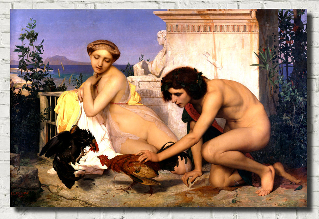 Jean-Léon Gérôme Fine Art Print : Young Greeks Attending a Cock Fight
