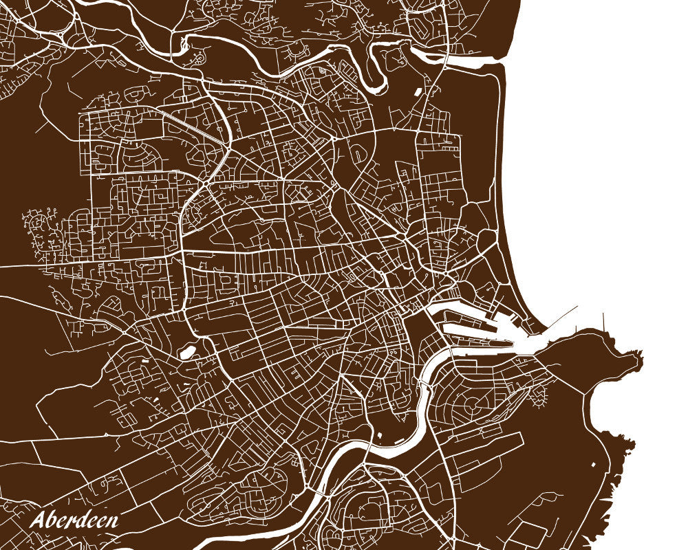 Aberdeen City Street Map Print Custom Wall Map - OnTrendAndFab