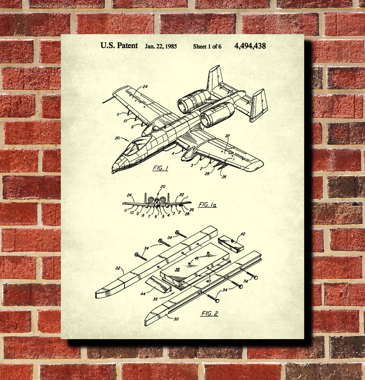 A10 Warthog Patent Print Aircraft Blueprint Flying Poster