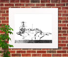 Aircraft Carrier Abstract Print, Naval Ship Poster, Nautical Wall Art