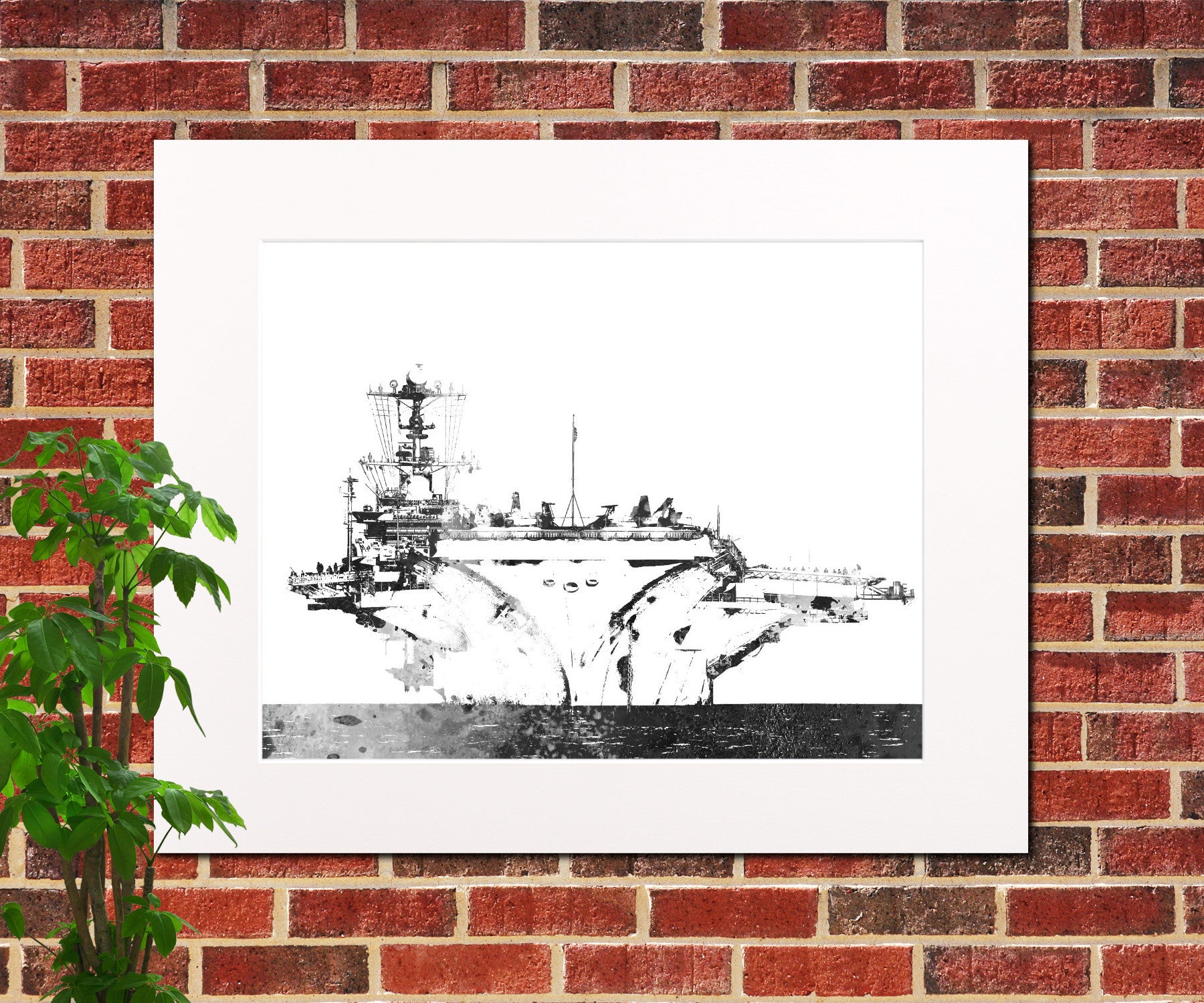 Aircraft Carrier Abstract Print, Naval Ship Poster, Nautical Wall Art