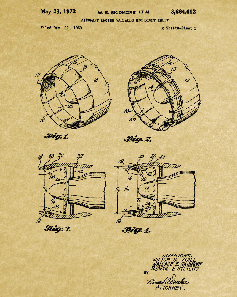 Jet Engine Blueprint Aircraft Patent Print Airplane Poster