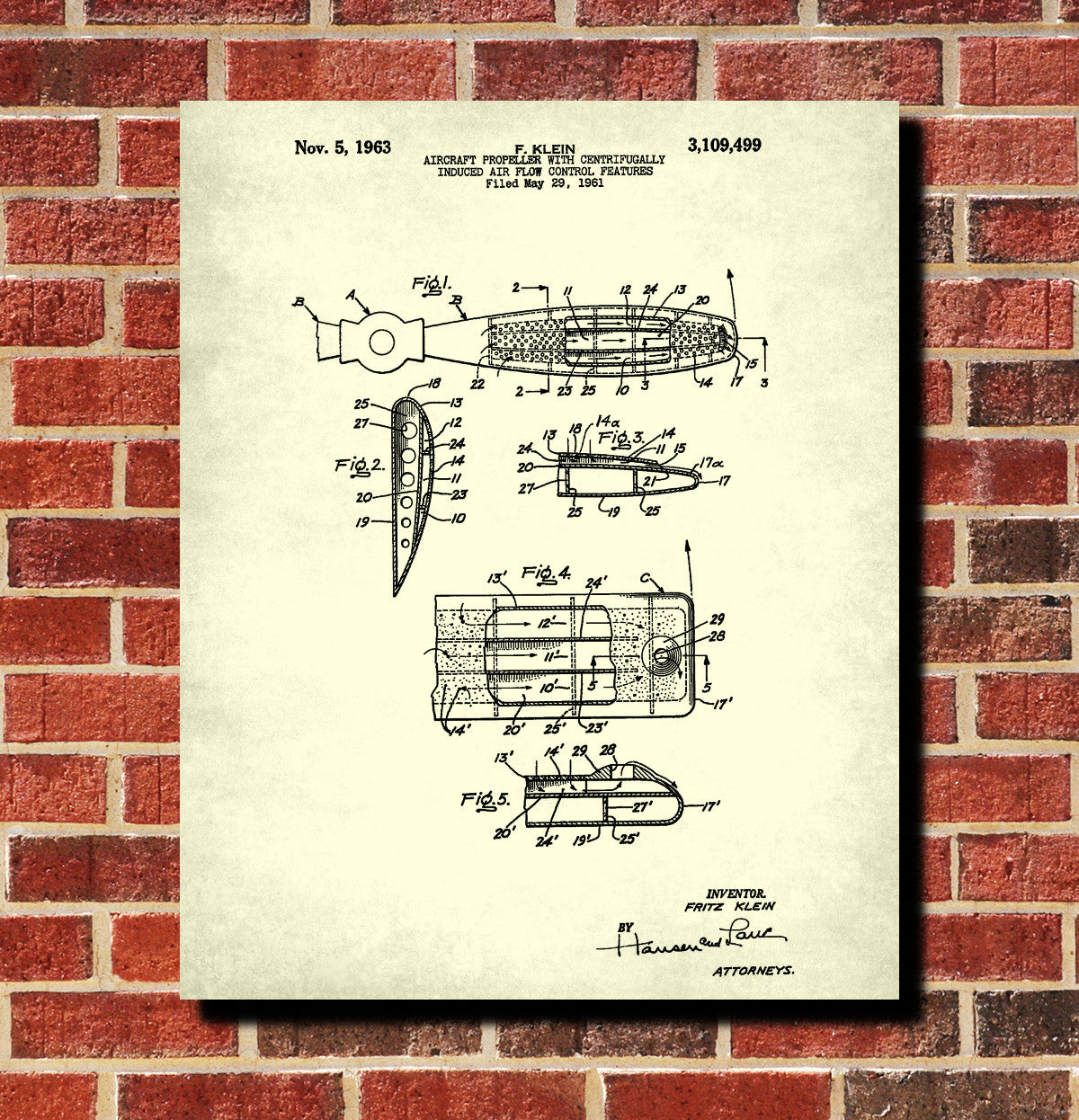 Aircraft Propeller Blueprint Aircraft Poster Airplane Patent Print