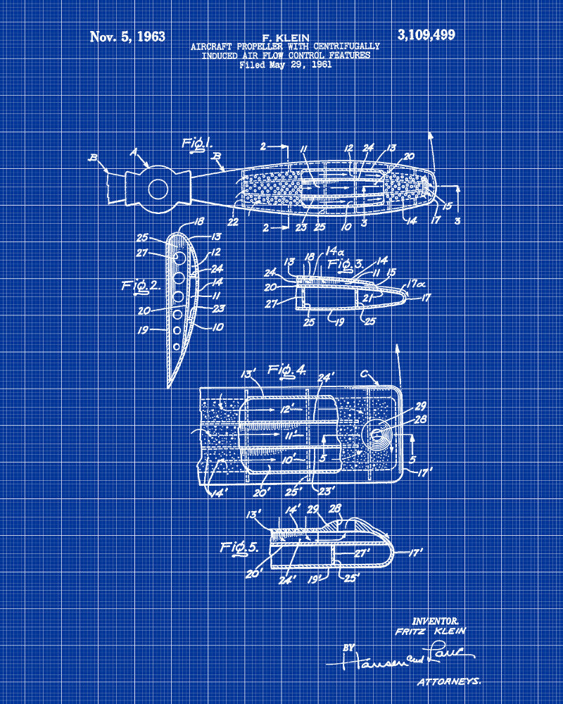 Aircraft Propeller Blueprint Aircraft Poster Airplane Patent Print